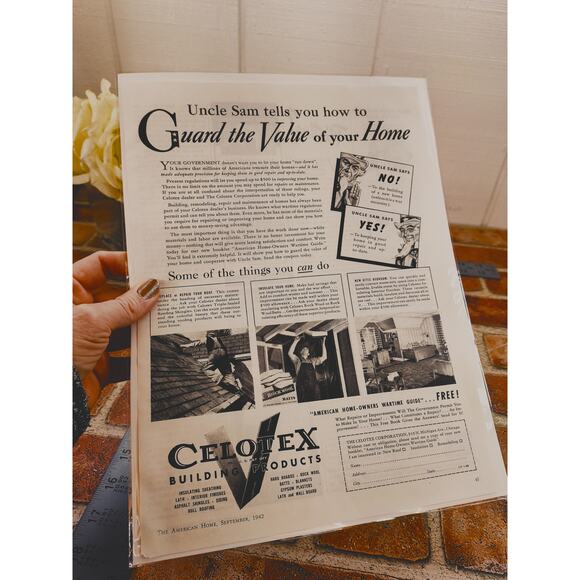 1942 Celotex Home Improvement Vintage Print Ad 1940s WWII Era Building Products - Picture 2 of 10